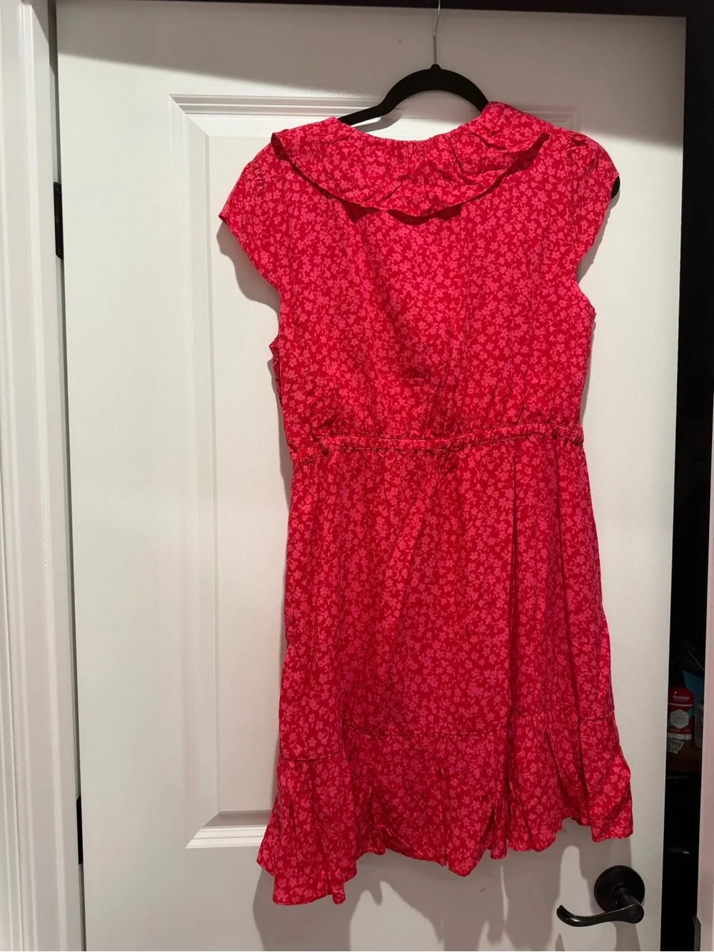 J. Crew Hot Pink Floral Ruffle Wrap Dress